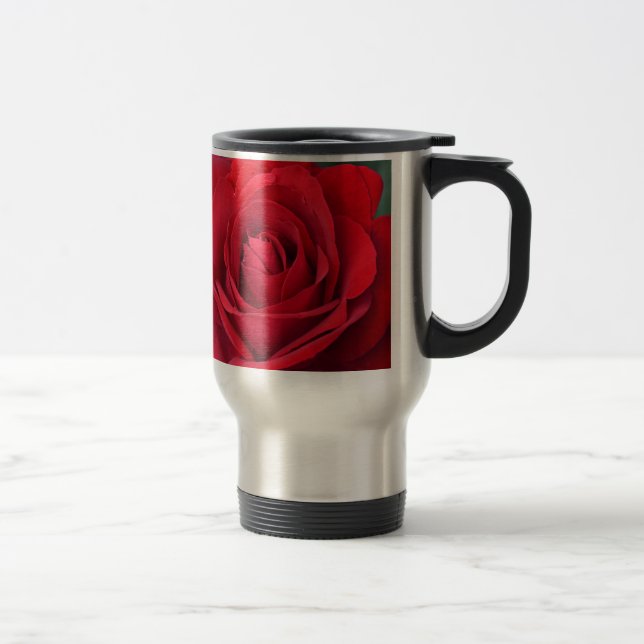 Mug De Voyage Rose rouge unique en pleine floraison (Droit)