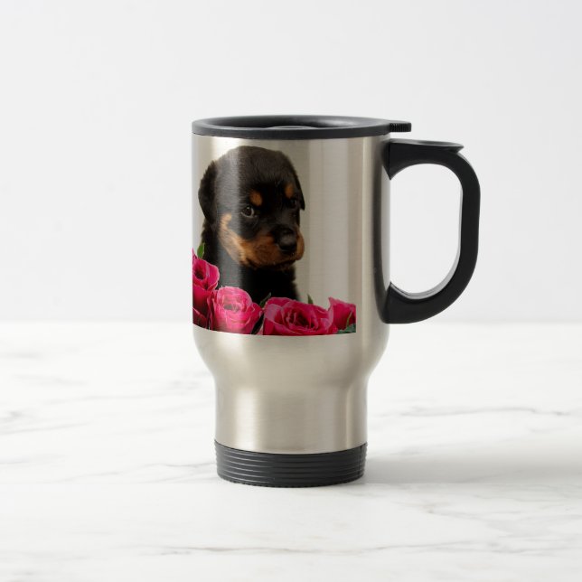 Mug De Voyage Rose Valentin Rottweiler Puppy (Droit)