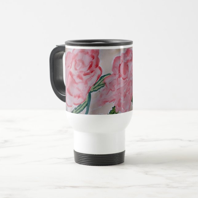 Mug De Voyage Roses d'été Abstraits (Devant gauche)