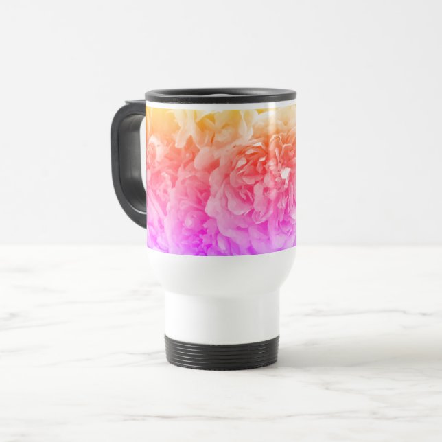 Mug De Voyage Roses oranges, roses, pourpres (Devant gauche)