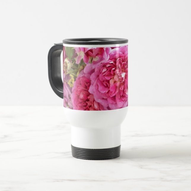 Mug De Voyage Roses pour aquarelle roses (Devant gauche)