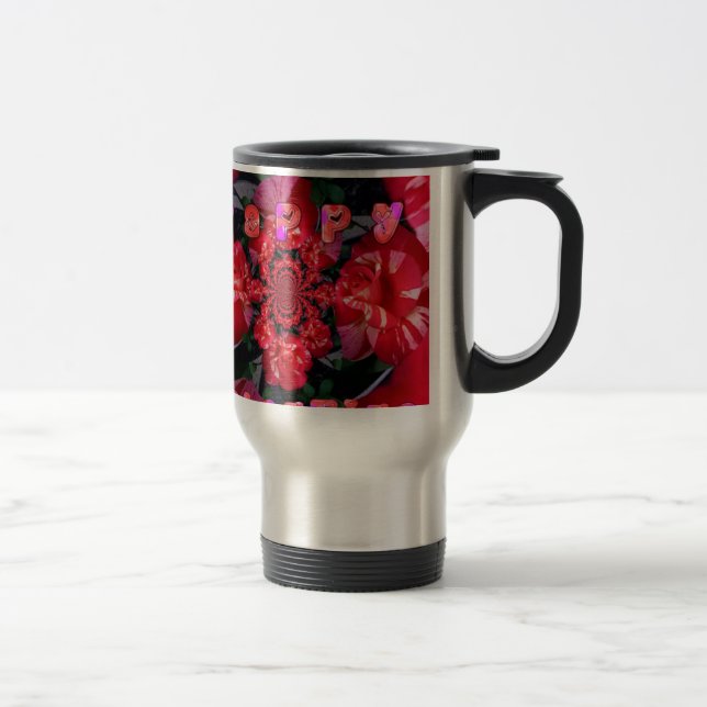Mug De Voyage Roses rouges Iridescente "Bonne Saint Valentin" Im (Droit)