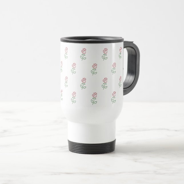 Mug De Voyage Roses Rouges, Motif De Roses, Fleurs (Devant droit)