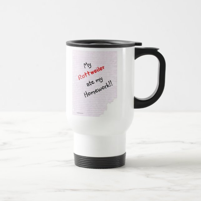 Mug De Voyage Rottweiler a mangé mes devoirs (Droite)