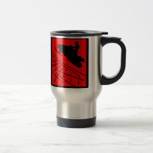 MUG DE VOYAGE ROUGE DE SNOWMOBILE DE CÂBLE