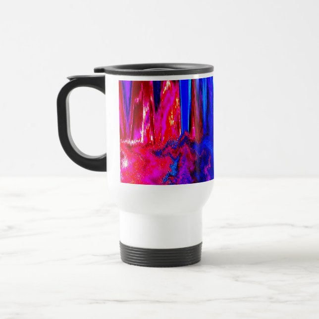 Mug De Voyage Rouge et bleu brillant fondu (Gauche)