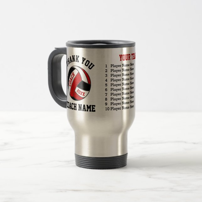 Mug De Voyage Rouge et cadeaux d'entraîneur de volleyball (Devant gauche)