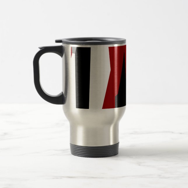 Mug De Voyage Rouge noir et blanc abstrait (Gauche)