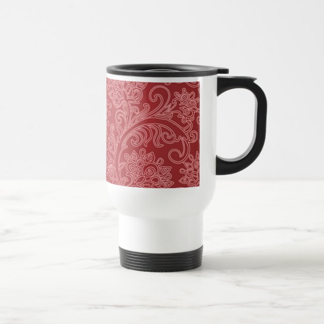 Mug De Voyage Rouge Paisley Damask Designer Floral Classic (Droite)