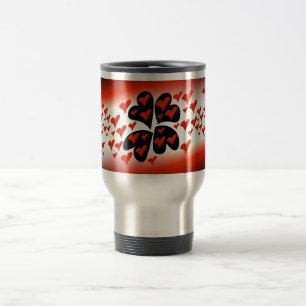 Mug De Voyage Rouge sur les coeurs noirs
