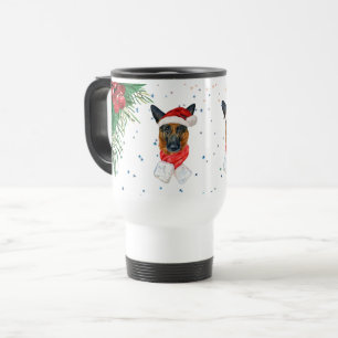 Mug De Voyage Rouge Vert Noël Propriétaire de Chien Berger Allem