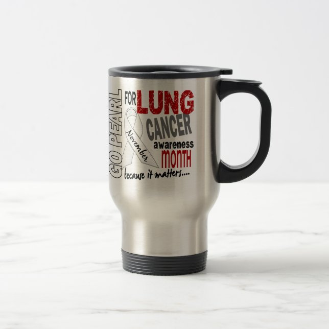 Mug De Voyage Ruban 1,4 de perle de mois de conscience de cancer (Droit)