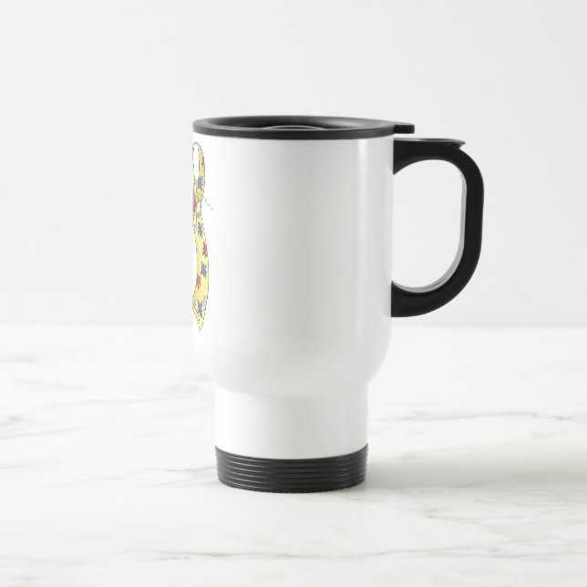 Mug De Voyage Ruban Autisme personnalisable avec Fleur (Droite)