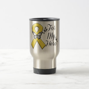 Mug De Voyage Ruban de conscience d'or pour mon héros