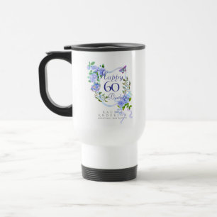 Mug De Voyage Ruban de rose bleue 60e anniversaire