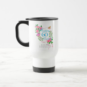 Mug De Voyage Ruban de rose rose 60e anniversaire