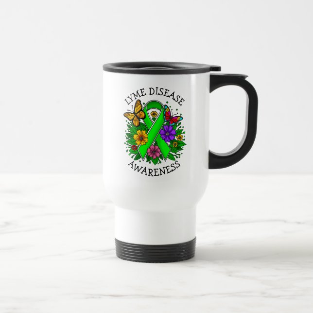 Mug De Voyage Ruban de sensibilisation à la maladie de Lyme (Droite)