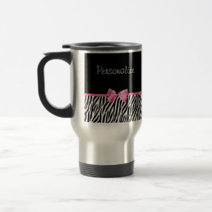 Mug De Voyage Ruban noir et blanc à la mode de rose d'impression
