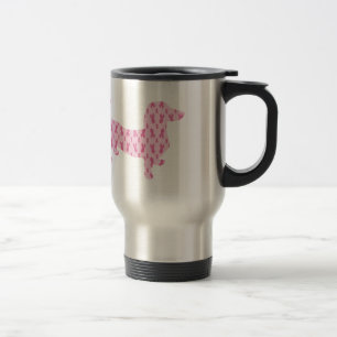 Mug De Voyage Ruban rose Dachshund pour cancer