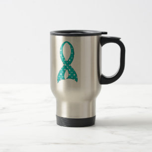 Mug De Voyage Ruban turquoise PCOS de point de polka