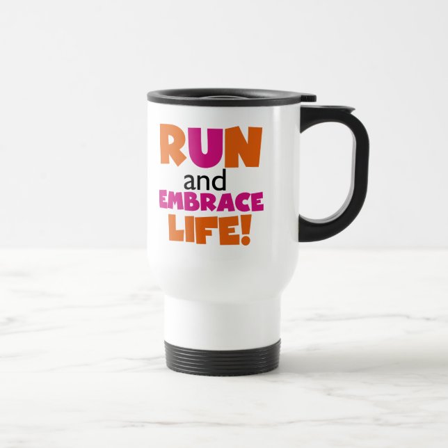 Mug De Voyage Run and Embrassez Life Orange Pink (Droite)