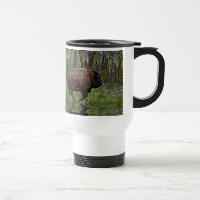 Mug De Voyage Running Buffalo & Forest, Bison-lover's Design (Droite)