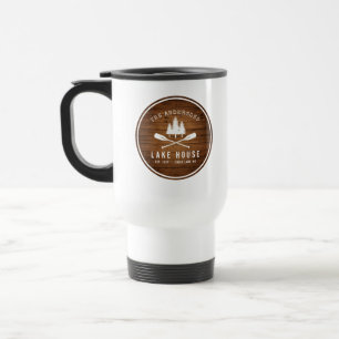 Mug De Voyage Rustic Lake House Bateau Arbres Bois Imprimer