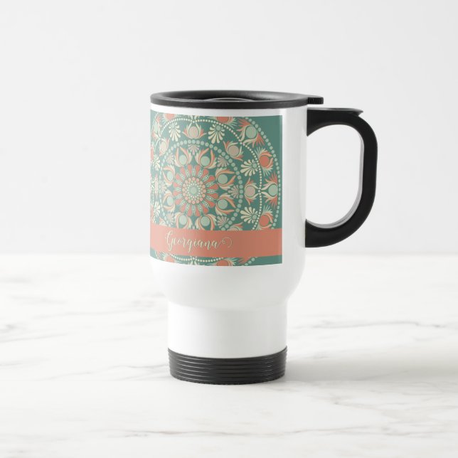 Mug De Voyage Sage rétro et Mandala de sable personnalisé (Droite)