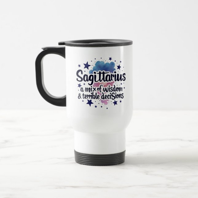 Mug De Voyage Sagittaire, mélange de sagesse et de décisions ter (Gauche)
