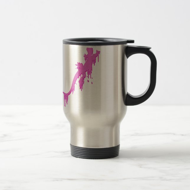 Mug De Voyage Salamandre Rose Distressée Avec Lavette De Peintur (Droit)