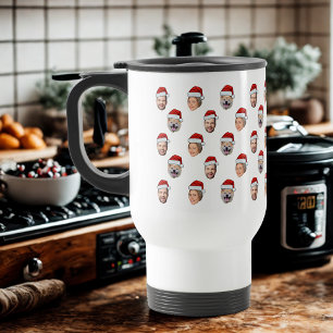 Mug De Voyage Santa Hat Personnalisé Visage 3 Photo Cadeau de No