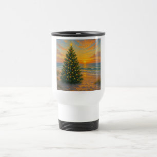 Mug De Voyage Sapin de Noël nautique/plage côtière