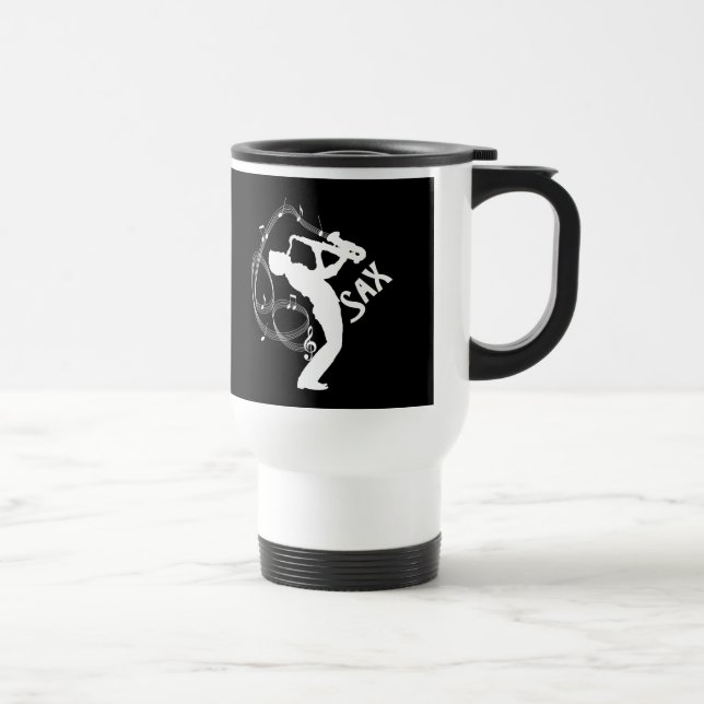 Mug De Voyage Saxophone Player Notes musicales Jazz Music (Droite)