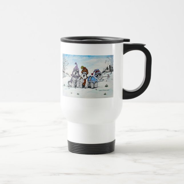 Mug De Voyage Schnauzers en hiver (Droite)