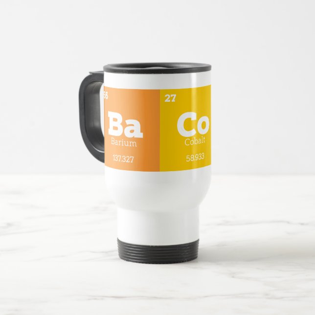 Mug De Voyage Science Enseignant Chimie Éléments chimiques Bacon (Devant gauche)