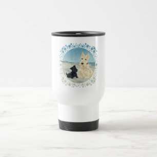 Mug De Voyage Scotties à la plage, Wheaten & Black Pup