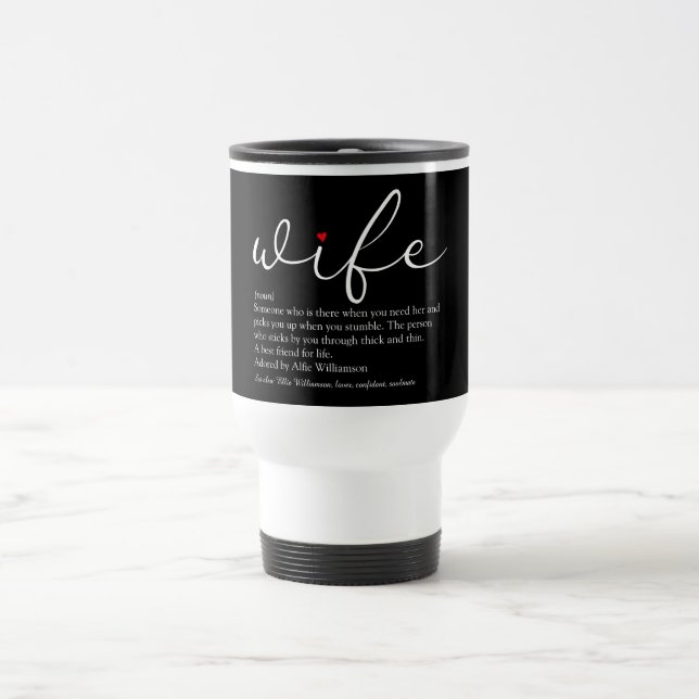 Mug De Voyage Script chic Red Love Heart Modern Wife Définition (Centre)