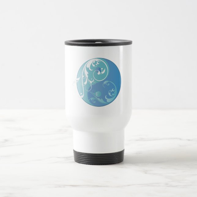 Mug De Voyage Scrolling Yin & Yang (Earth blues) (Centre)