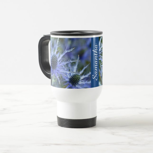 Mug De Voyage Sea Holly Thistle Personalised (Devant gauche)