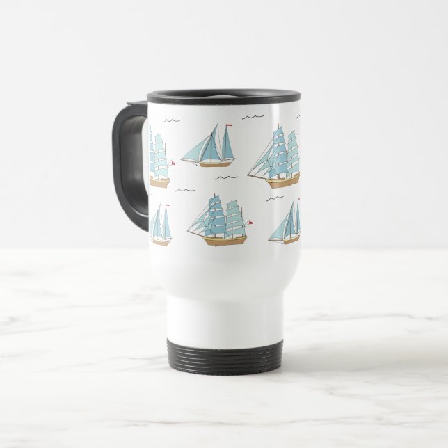Mug De Voyage Seatime été Cute yachts avec voile (Devant gauche)