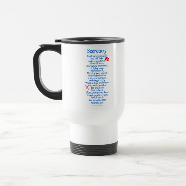 Mug De Voyage Secrétaire Merci (Gauche)