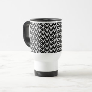 Mug De Voyage Seigaiha, Vagues, Japonais, Noir et Blanc