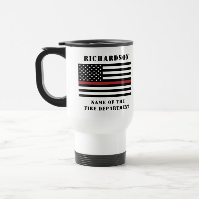 Mug De Voyage Service d'incendie de la ligne rouge mince (Gauche)