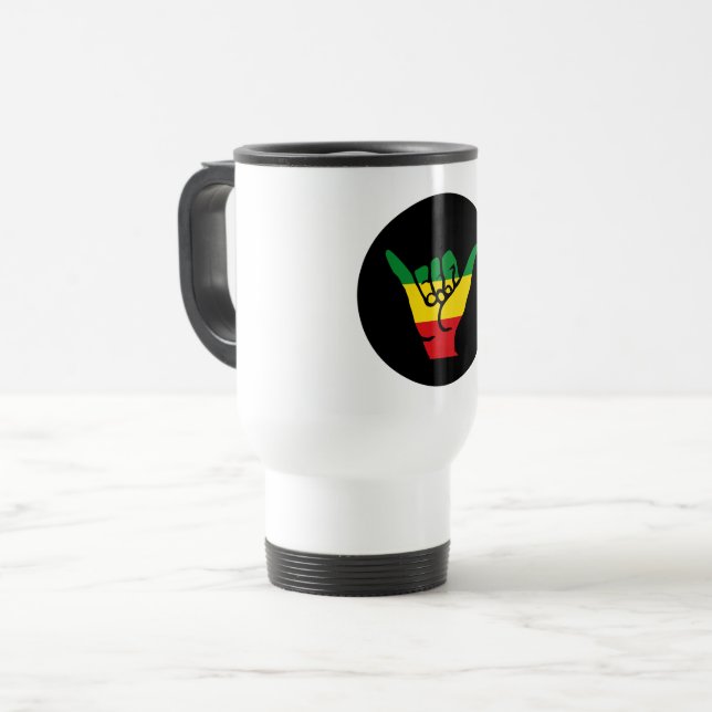Mug De Voyage Shaka Mains Aux Couleurs Reggae (Devant gauche)