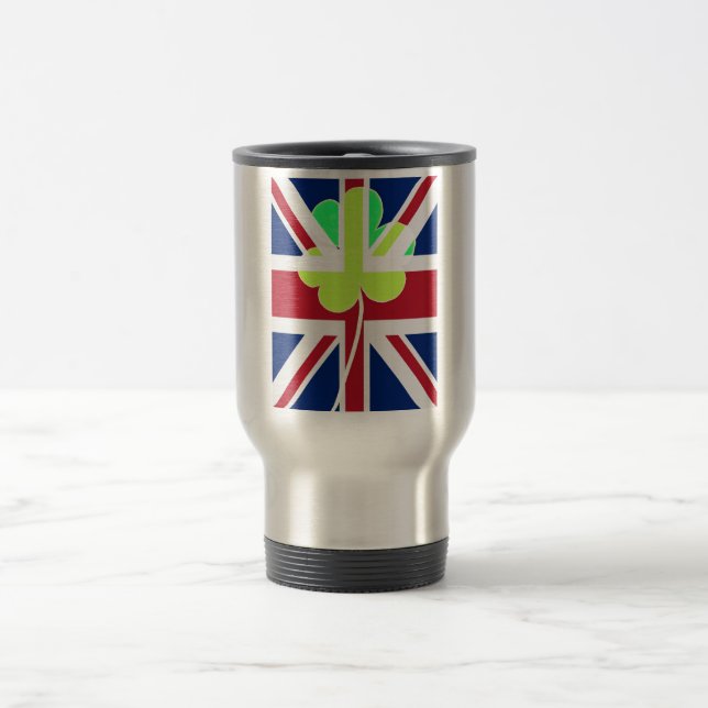 Mug De Voyage Shamrock du drapeau irlandais britannique Clover S (Centre)