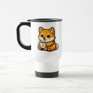 Mug De Voyage Shiba Inu mignon avec café – Illustration de chien