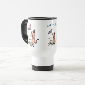 Mug De Voyage Siamese Cat Butterfly Daisy Personnalisé