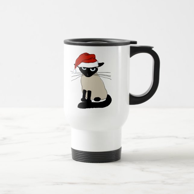 Mug De Voyage Siamese Santa Claus Noël Chat drôle de vacances (Droite)