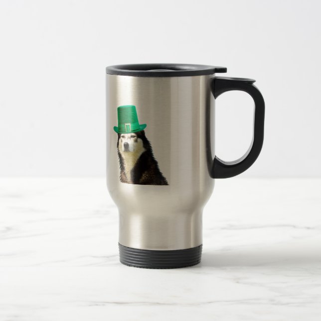 Mug De Voyage Sibérien Husky Chien Saint Patrick jour (Droit)