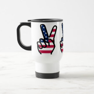 Mug De Voyage Signe de victoire avec le drapeau américain